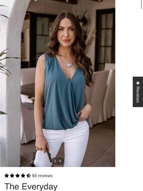 Veronica M Everyday Sleeveless surplice Top - antique Blue
